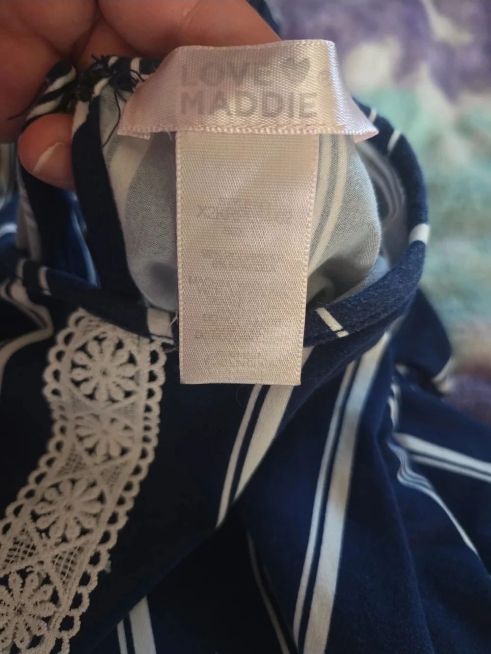 Love Madden Girls Navy Blue White Vertical Striped Romper Jumpsuit - Size 10